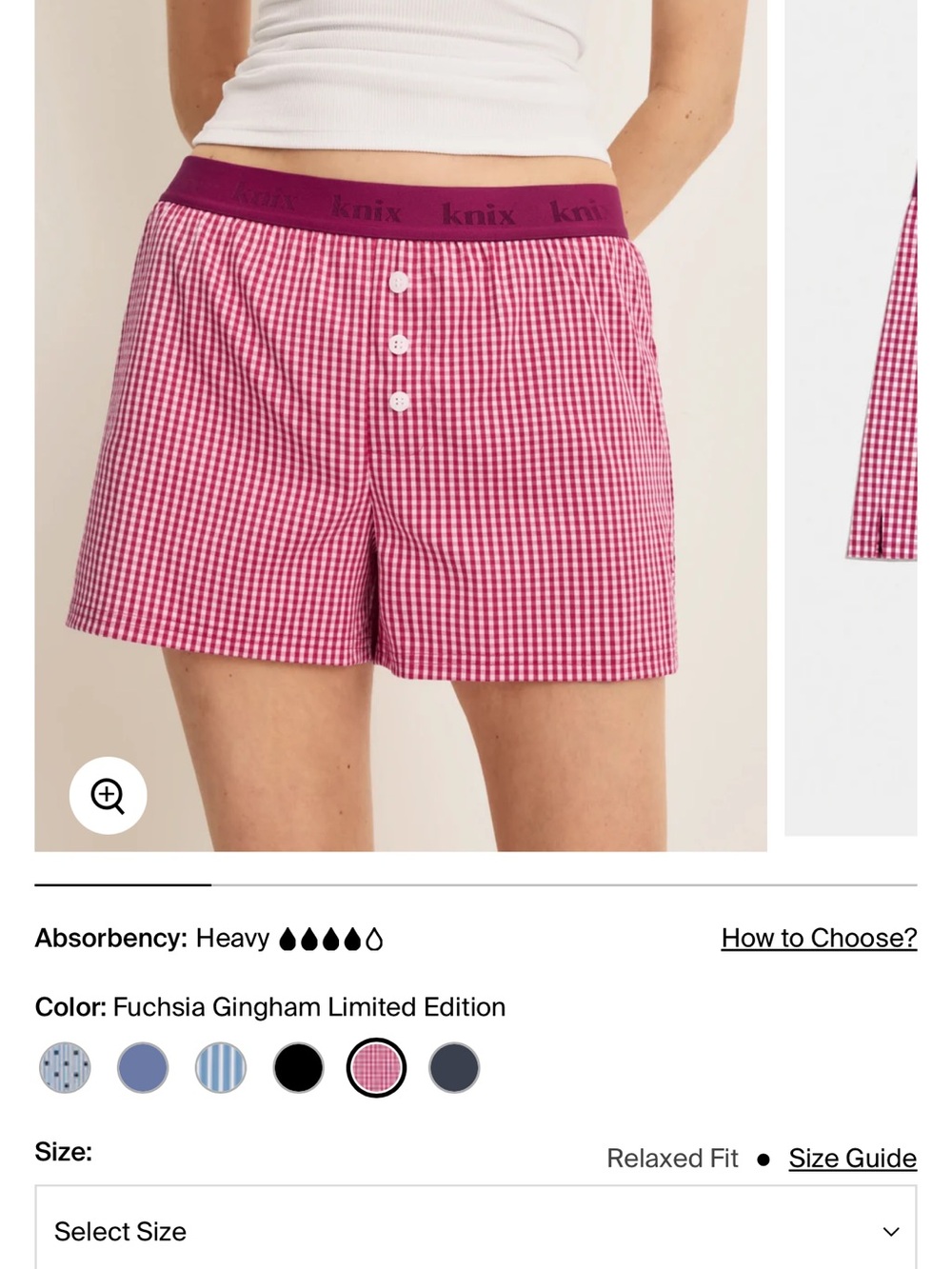Knix Lounge Shorts with Contrast Waistband - Fuchsia, Black and Blue Gingham